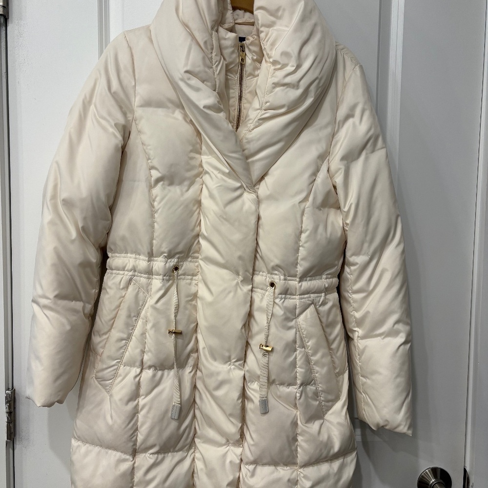 COLE HAAN Ivory Down Puffer Coat Size M
